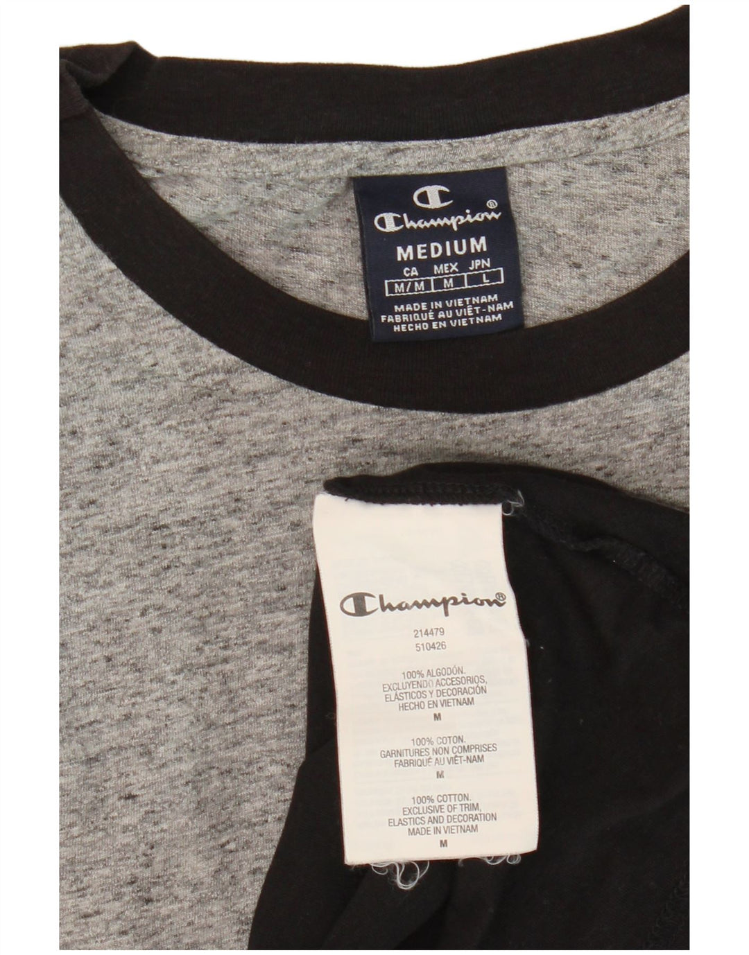 T-shirt grafica da uomo Champion Top in cotone color block medio nero