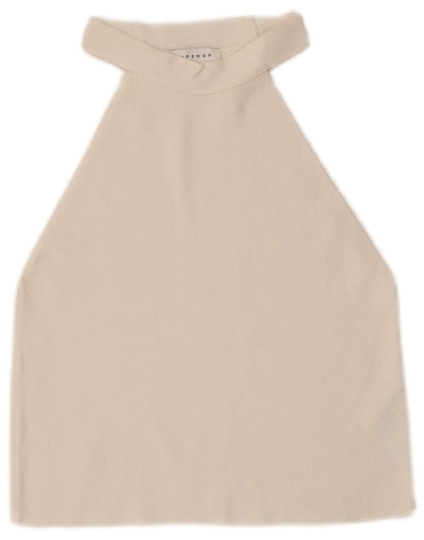 Topshop Top da donna corto alla caviglia UK 8 piccolo in viscosa bianca