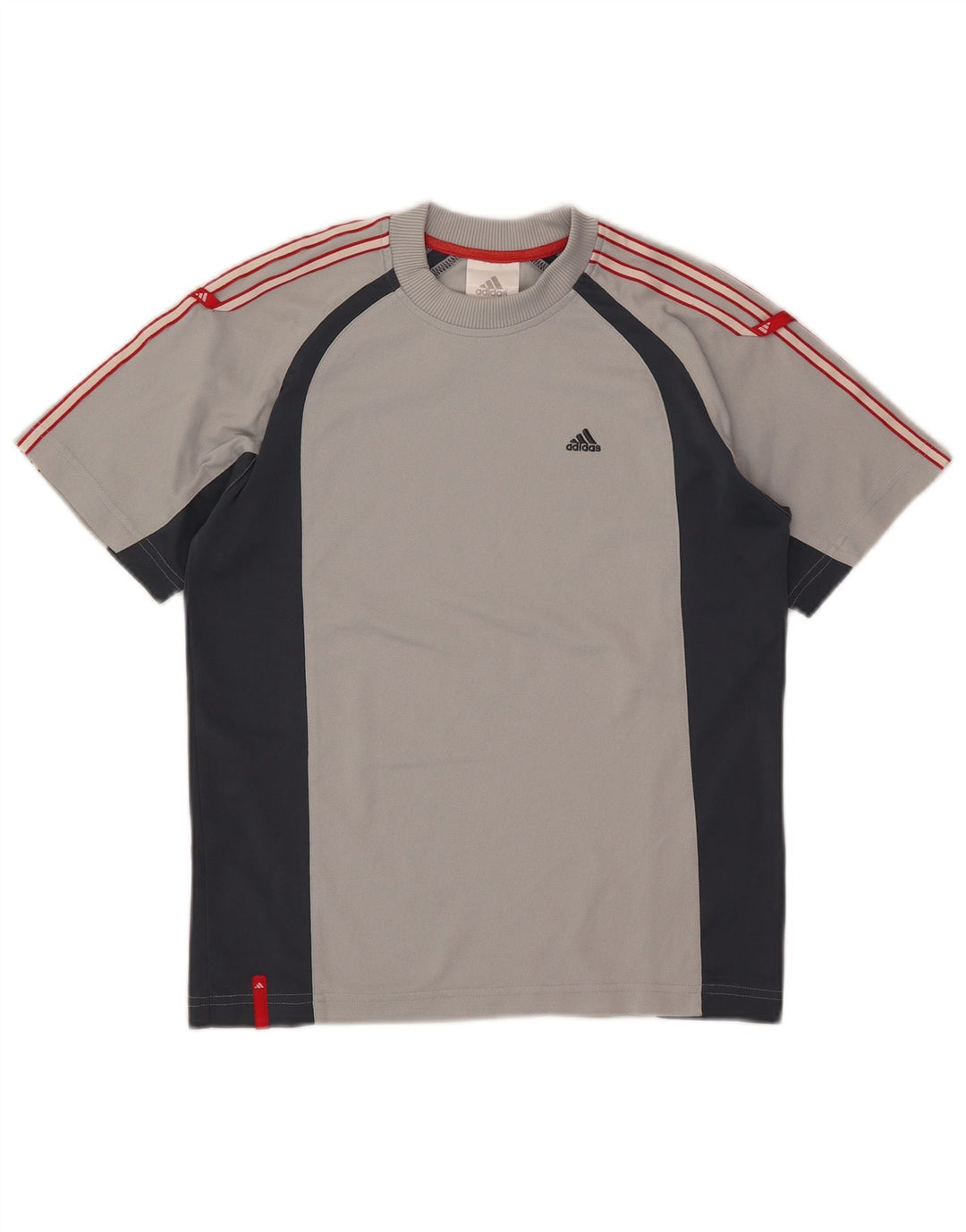 Maglietta Adidas da ragazzo, 11-12 anni, in poliestere color block grigio
