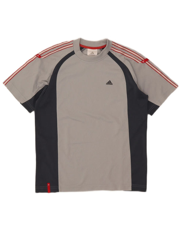 Maglietta Adidas da ragazzo, 11-12 anni, in poliestere color block grigio