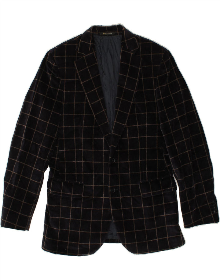 ERMENEGILDO ZEGNA Giacca Blazer da Uomo a 2 Bottoni IT 46 Piccolo Check Blu Navy