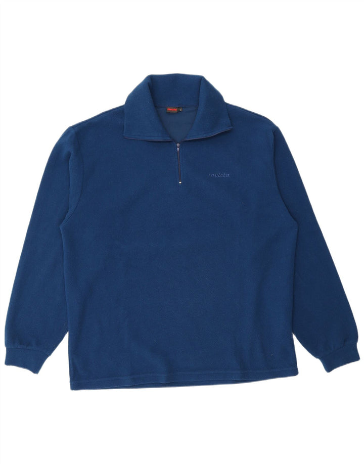 Maglione in pile da uomo Invicta con zip e collo, grande, in poliestere blu