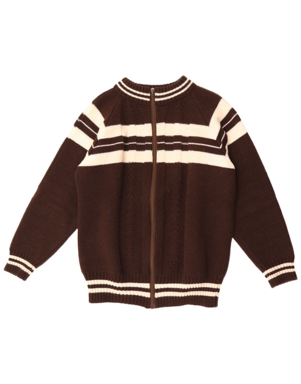 Maglione cardigan vintage da uomo piccolo a righe marroni