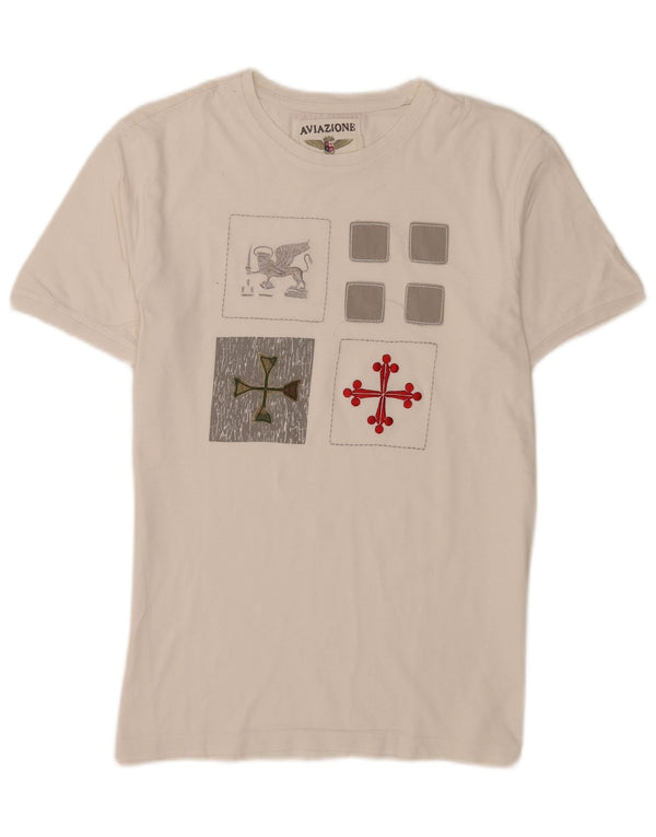 T-shirt grafica da uomo Aviazione Navale Top Large in cotone bianco