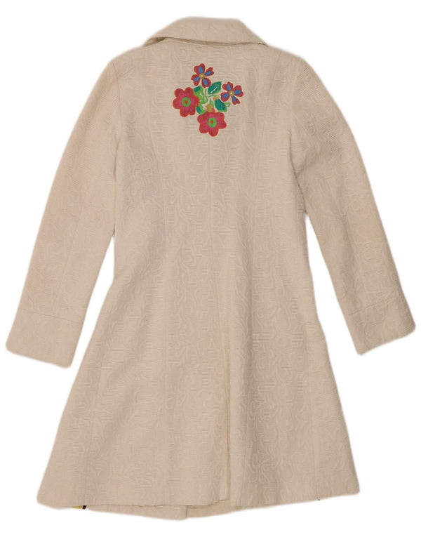 Cappotto da donna Desigual EU 38 cotone floreale bianco medio