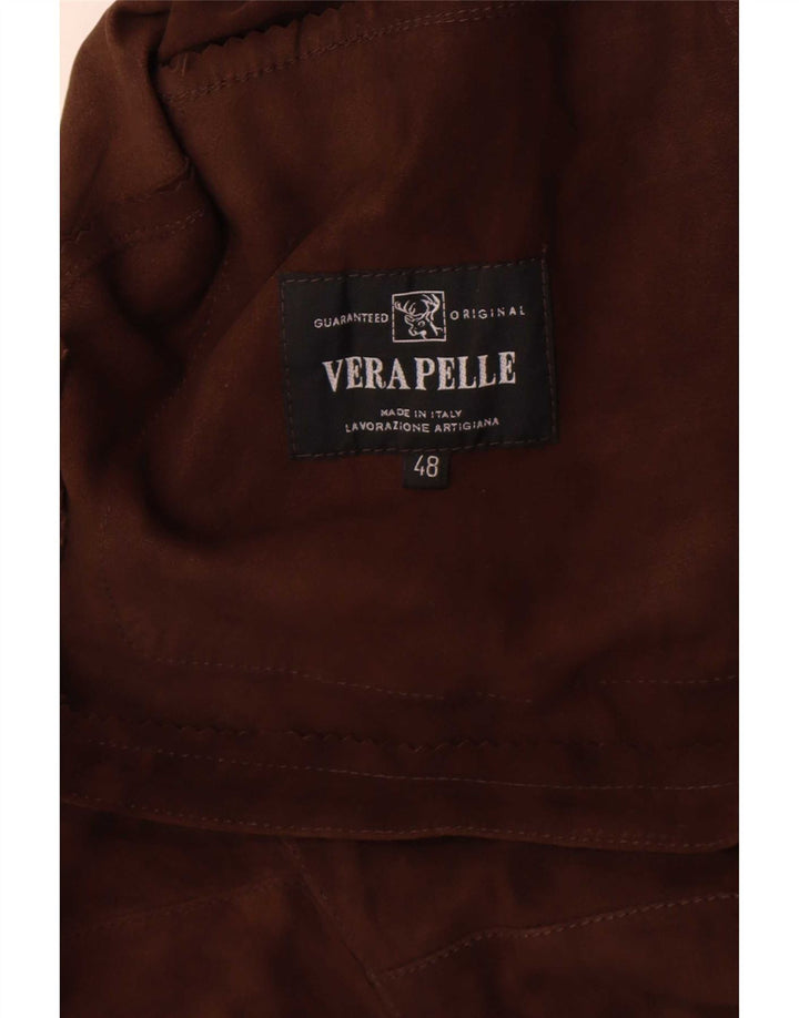 Giacca vintage da donna in pelle scamosciata IT 48 XL in pelle marrone