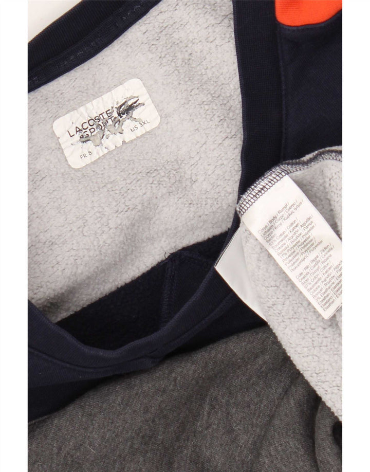 Felpa da uomo Lacoste maglione taglia 8 3XL cotone color block grigio