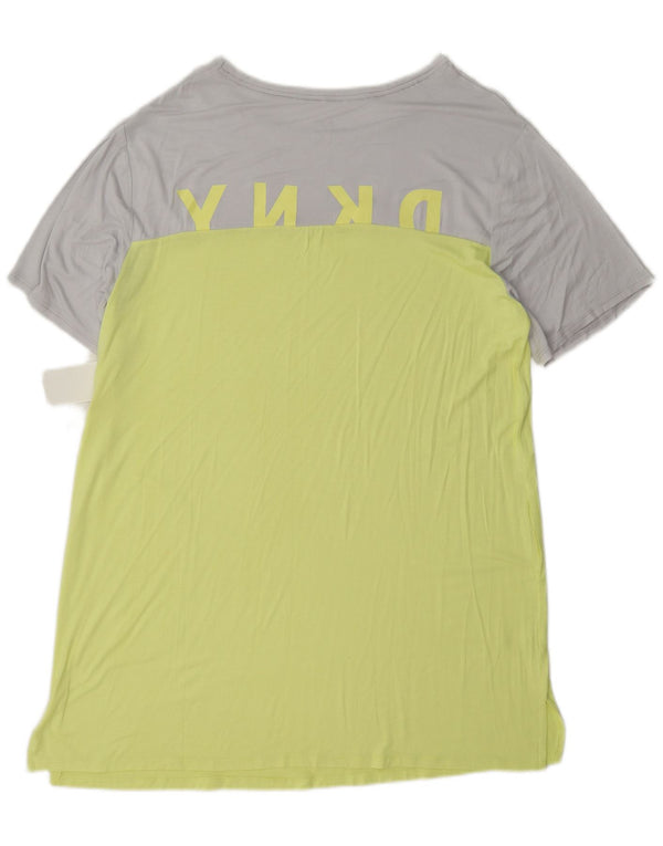 Abito t-shirt con grafica da donna Dkny UK 16 Large Rayon color block giallo