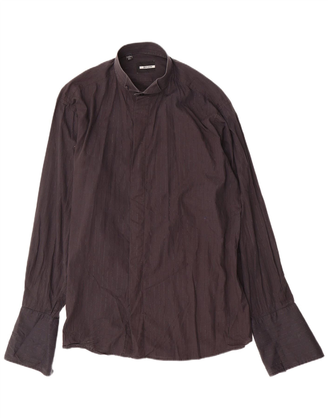 PIERRE CARDIN Camicia formale da uomo taglia 16 1/2 41 Gessato nero grande