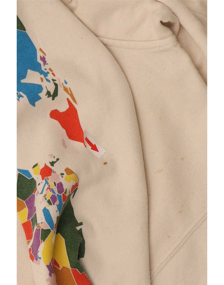 Felpa con cappuccio grafica da uomo Vans grande in cotone bianco sporco