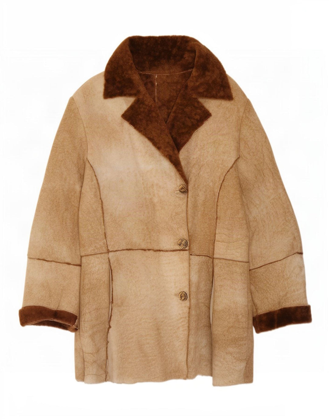 Giacca in shearling vintage da donna UK 14 Marrone medio