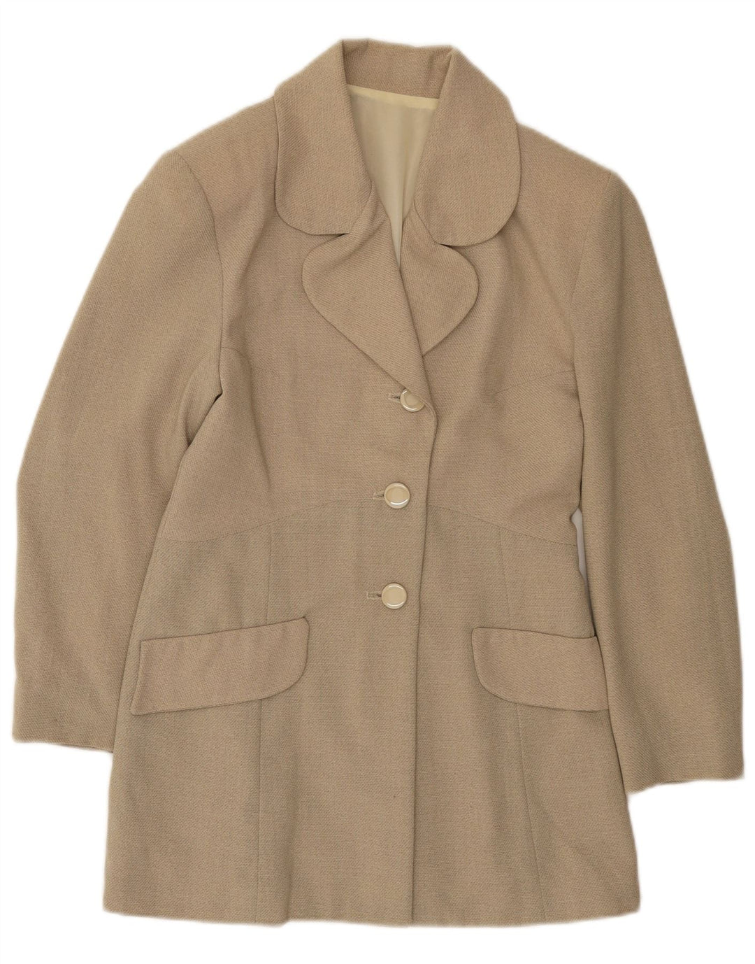 Giacca blazer vintage da donna a 3 bottoni con maniche a 3/4 UK 12 Beige medio