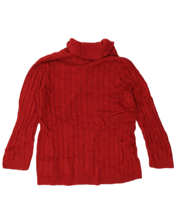 CALVIN KLEIN Maglione da donna con collo a scialle con maniche a 3/4 UK 16 Large Rosso