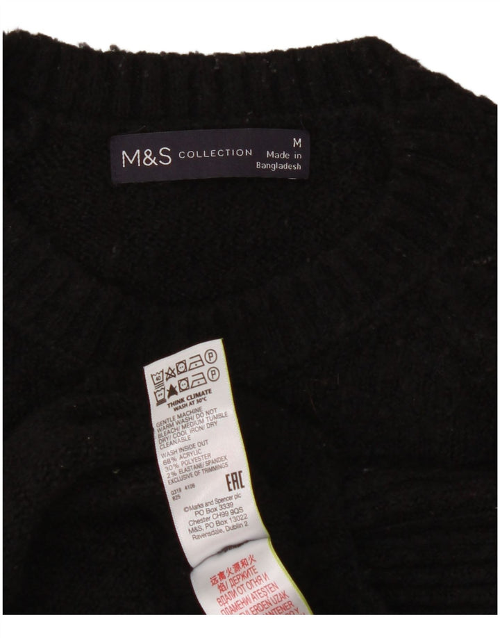 Maglione maglione girocollo corto da donna Marks & Spencer UK 14 medio nero