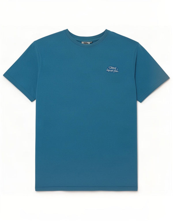 Weird Fish T-shirt da uomo Top in cotone blu medio