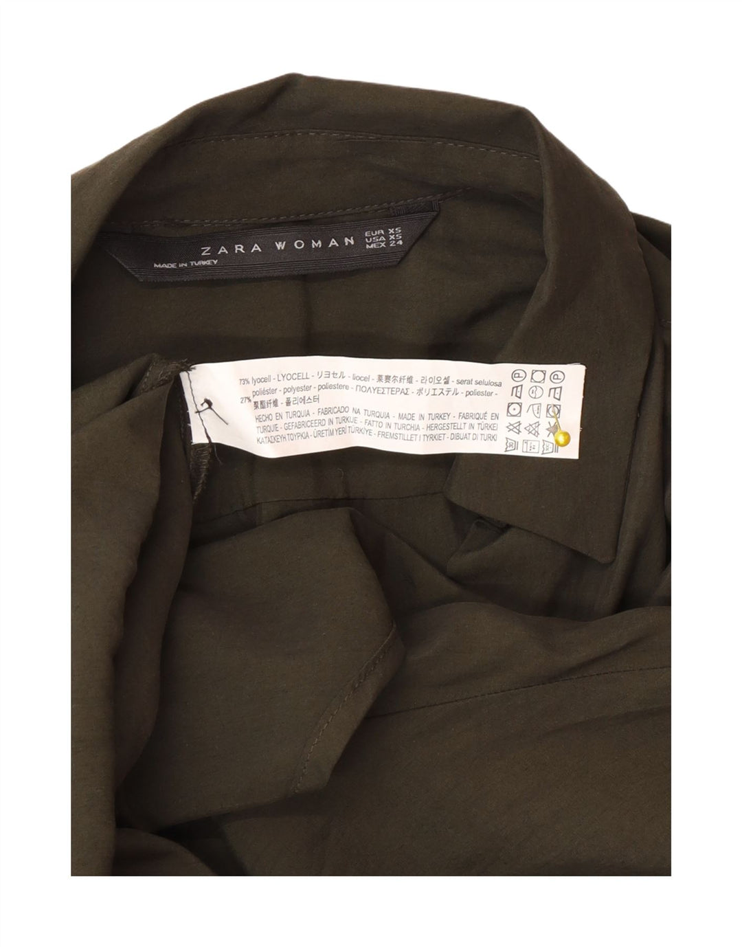 Maglia pullover oversize con maniche a 3/4 da donna Zara UK 6 XS Lyocell kaki