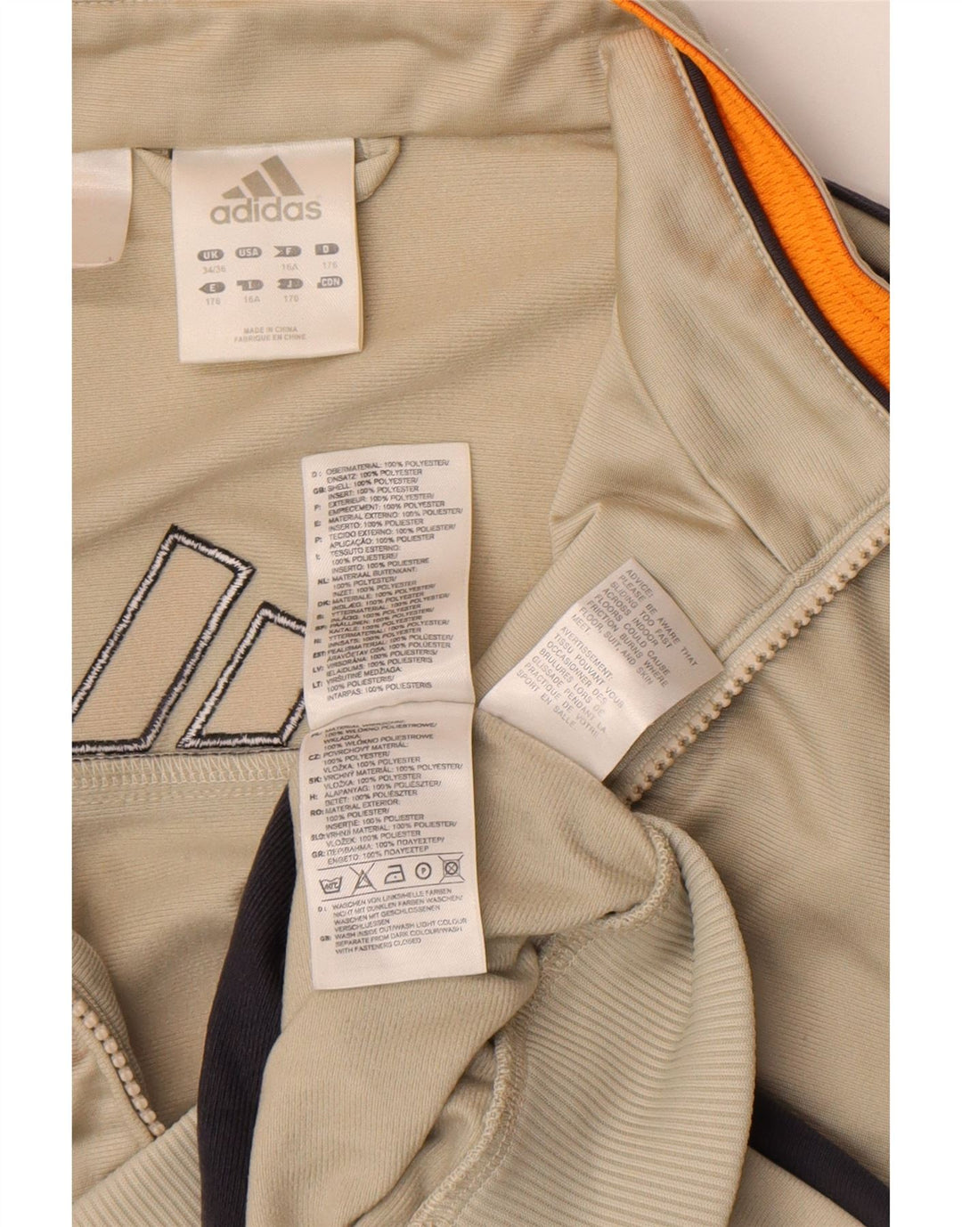 Giacca da tuta grafica da ragazzo Adidas 15-16 anni Beige Colourblock