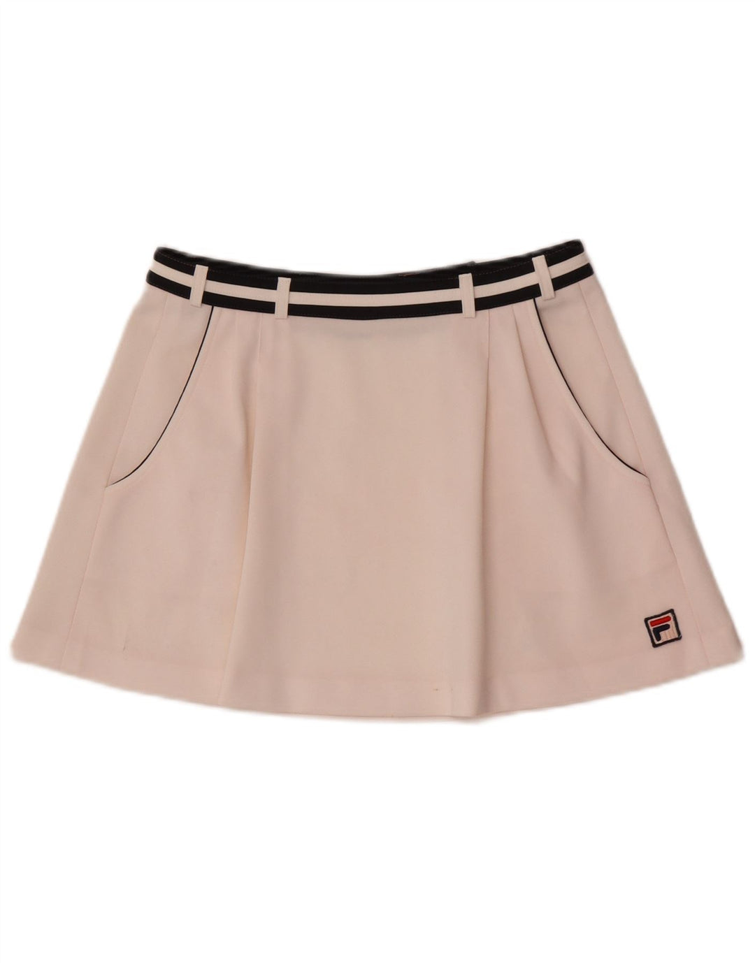 Mini gonna da tennis da donna Fila UK 12 Poliestere a righe bianche medie