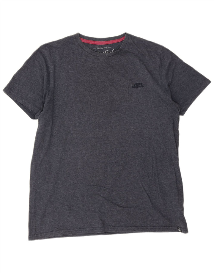 WEIRD FISH T-shirt da uomo Top Large in cotone blu navy
