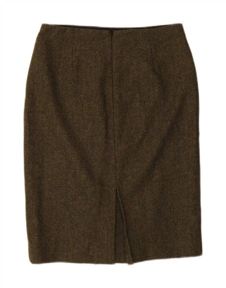 Gonna a tubino da donna Hobbs UK 10 piccola W30 lana a spina di pesce kaki