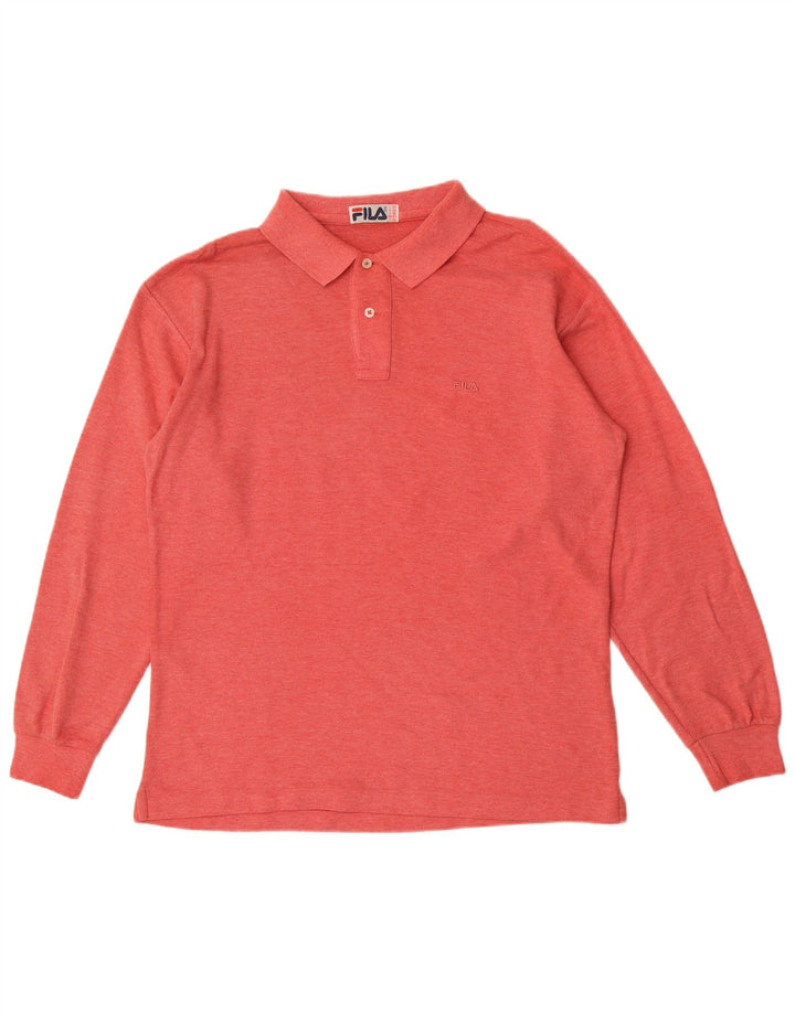 Polo da uomo a maniche lunghe Fila IT 50 rosso medio in cotone