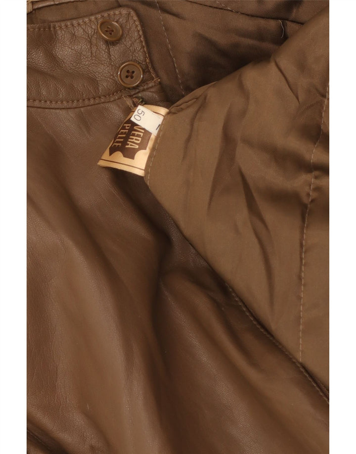 Giacca in pelle vintage da uomo IT 50 grande in pelle marrone