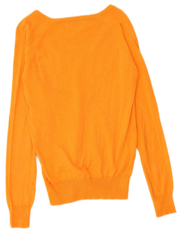 Maglione da donna con scollo a V Zara UK 12 Cotone arancione medio