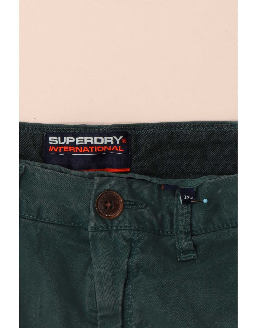 Pantaloncini chino regolari da uomo Superdry W32 cotone verde medio