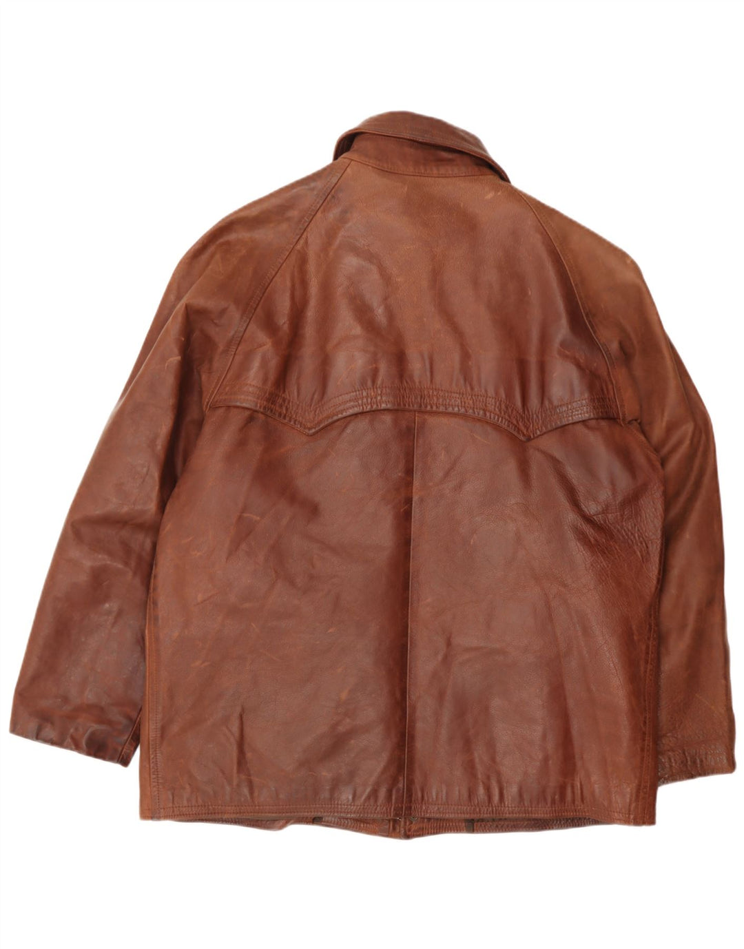 Giacca in pelle vintage da uomo UK 40 grande in pelle marrone