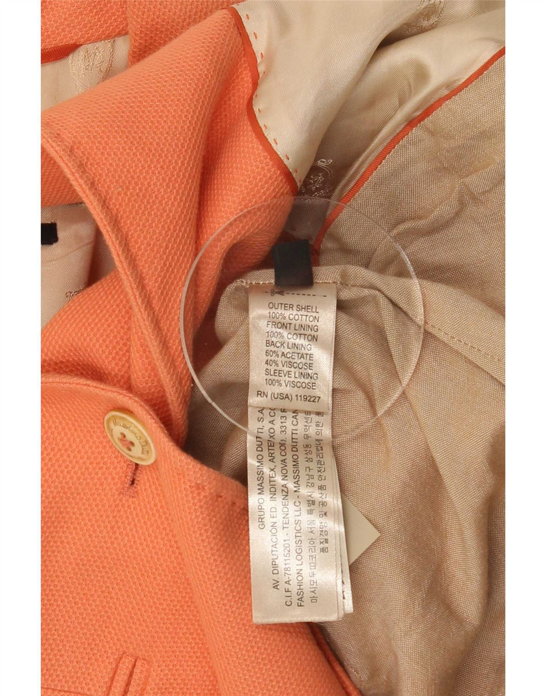 Massimo Dutti Giacca blazer a 1 bottone da donna EU 38 Small Arancione Cotone