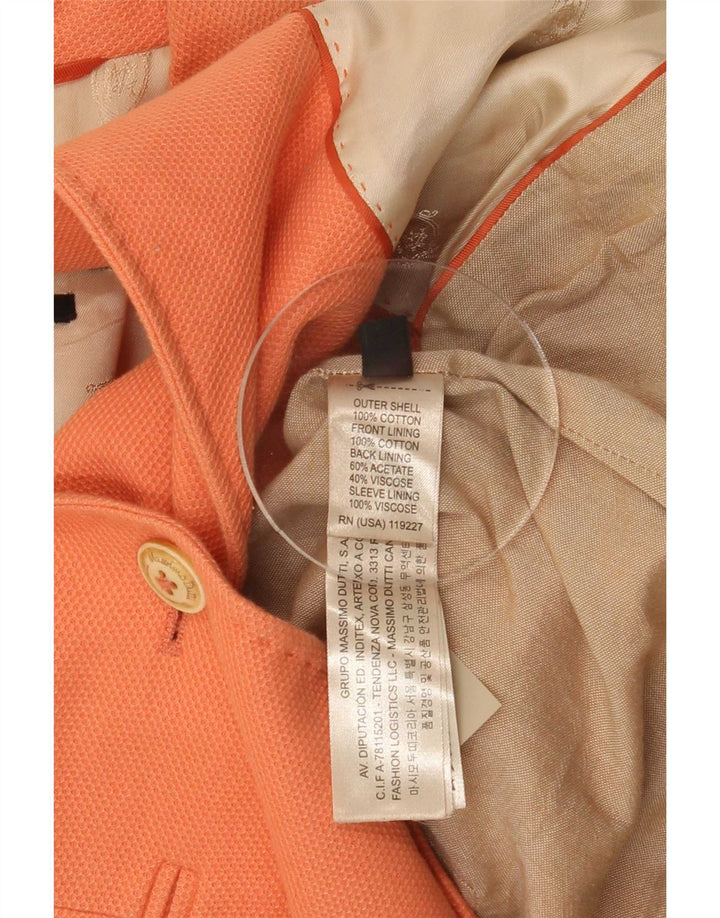 Massimo Dutti Giacca blazer a 1 bottone da donna EU 38 Small Arancione Cotone