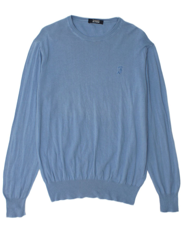 Maglia Uomo Girocollo TRUSSARDI IT 52 Large Blu Cotone