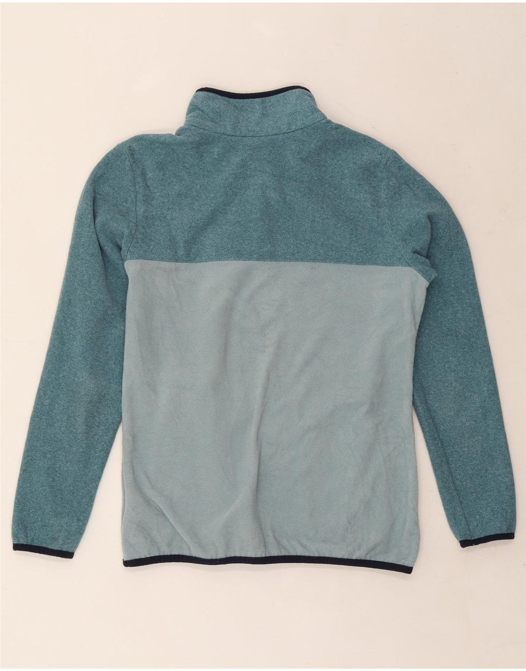 COLUMBIA Womens Button Neck Fleece Jumper UK 12 Medium Blue Colourblock