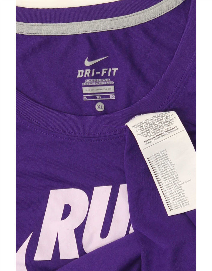 T-shirt grafica Nike Dri Fit da uomo XL viola in poliestere
