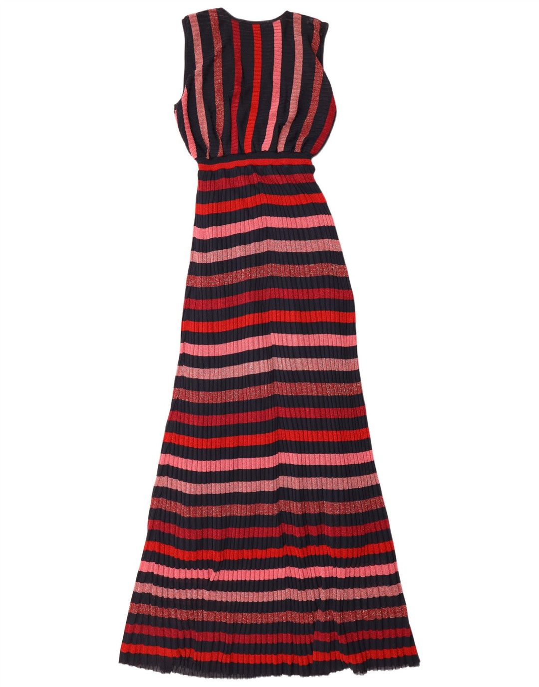 Vestito lungo senza maniche da donna Zara UK 12 medio a righe multicolore
