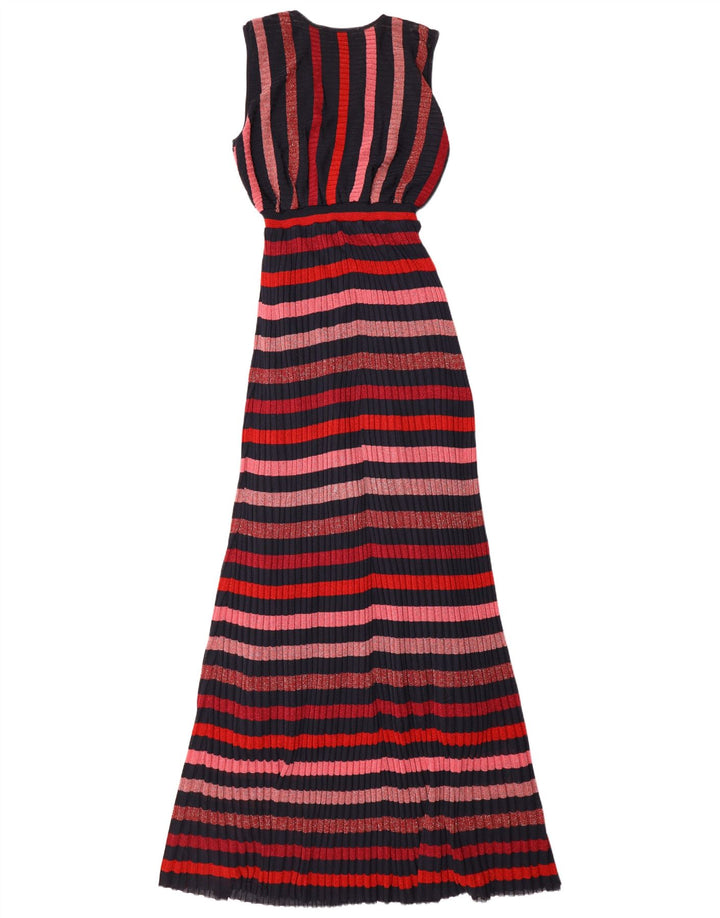 Vestito lungo senza maniche da donna Zara UK 12 medio a righe multicolore