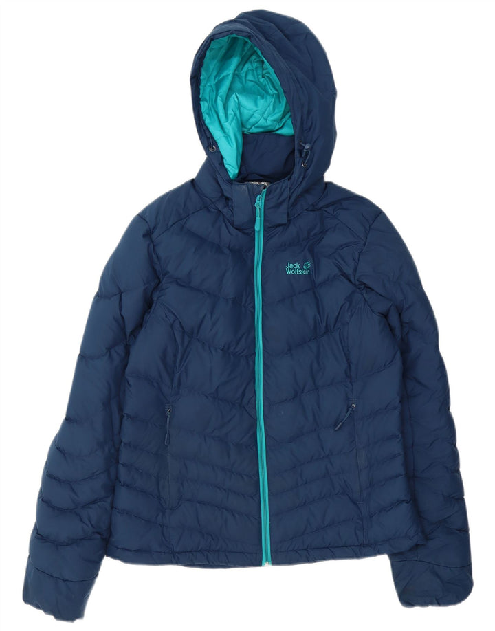 Giacca imbottita con cappuccio da donna Jack Wolfskin UK 8/10 Small Poliestere blu navy