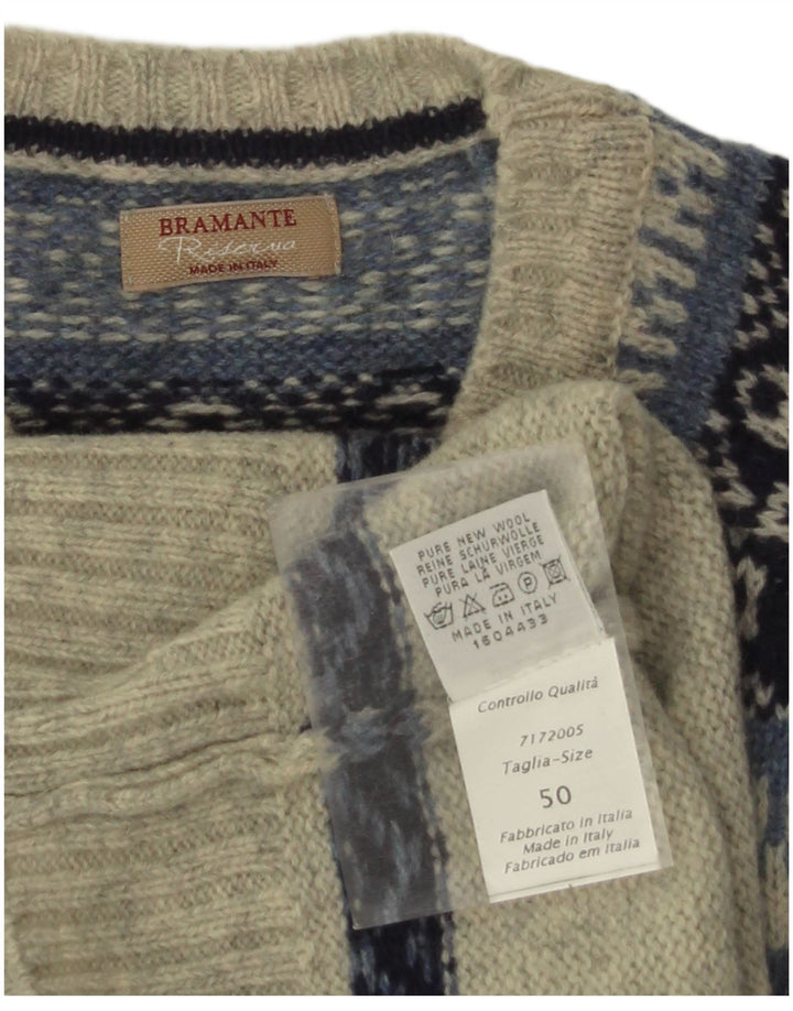 Maglione maglione girocollo da uomo Bramante IT 50 Grigio medio Fair Isle New Wool
