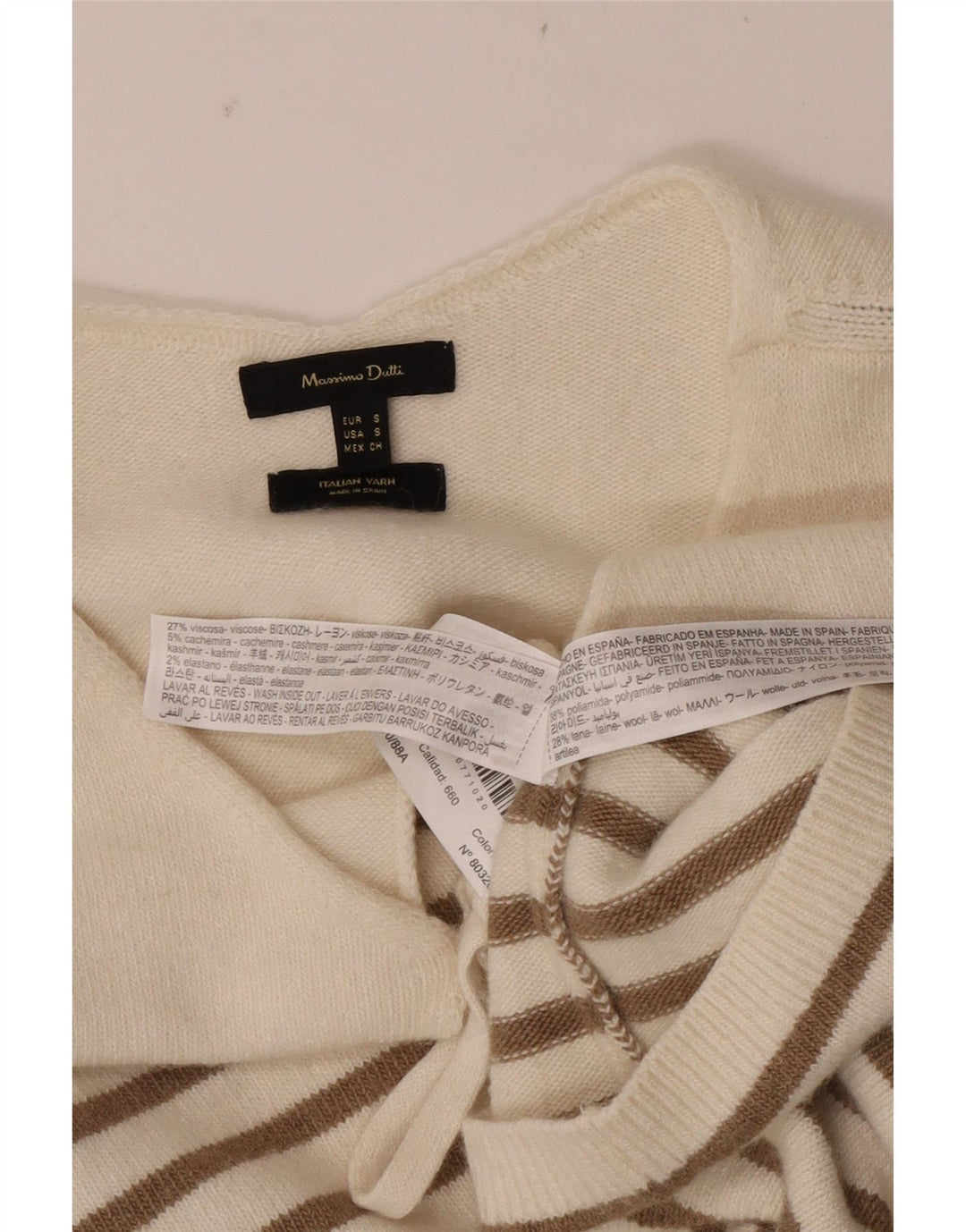 Massimo Dutti Maglione da donna con scollo a barca corto UK 10 piccolo bianco