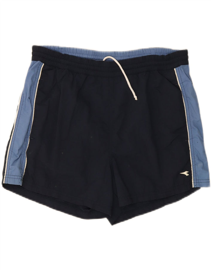 DIADORA Mens Sport Shorts Large  Navy Blue Colourblock Polyamide