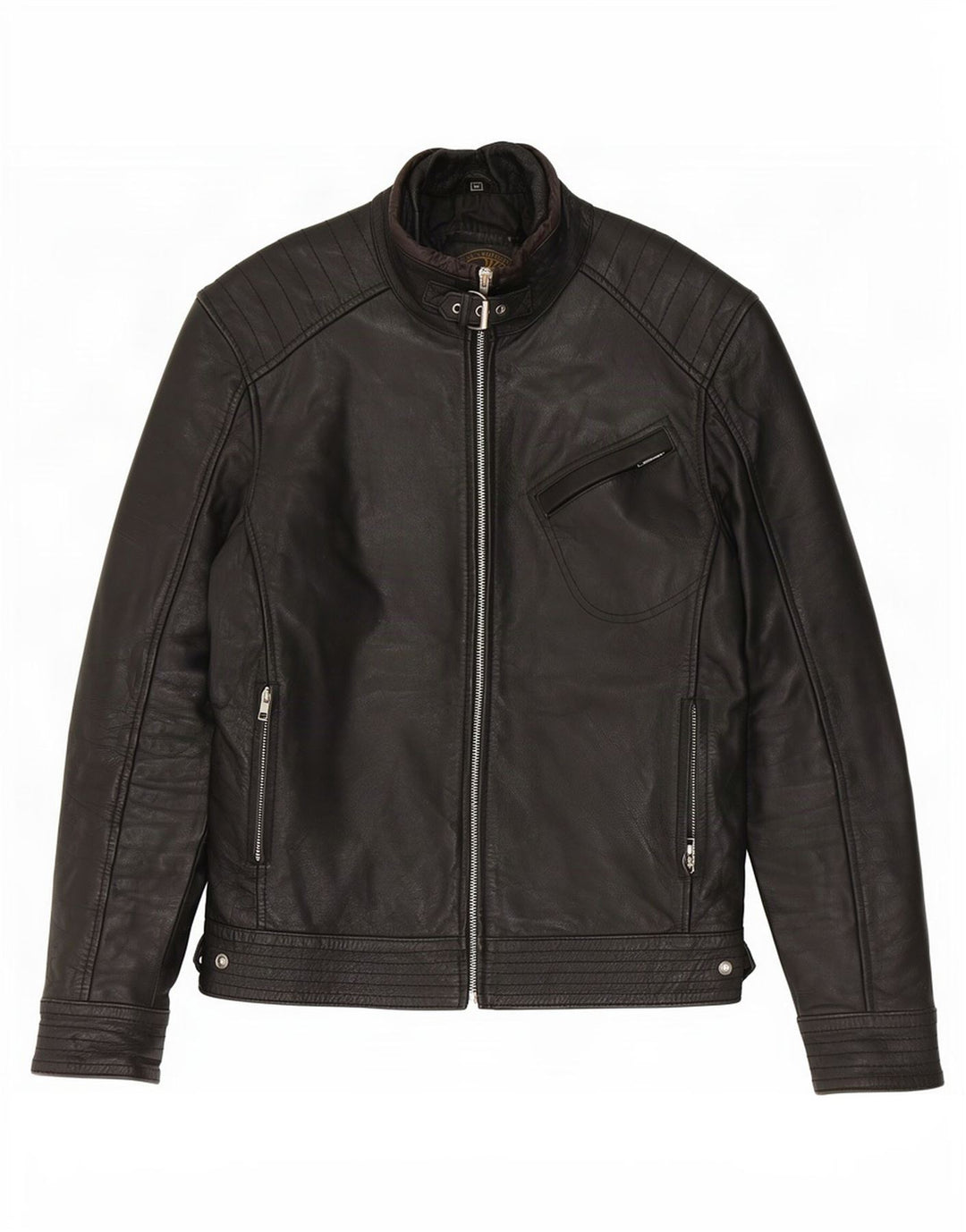 Giacca in pelle vintage da donna UK 14 media nera