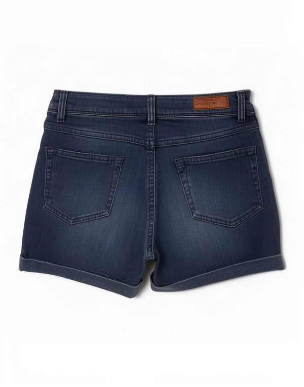 Pantaloncini di jeans da donna Benetton piccoli W26 in cotone blu navy