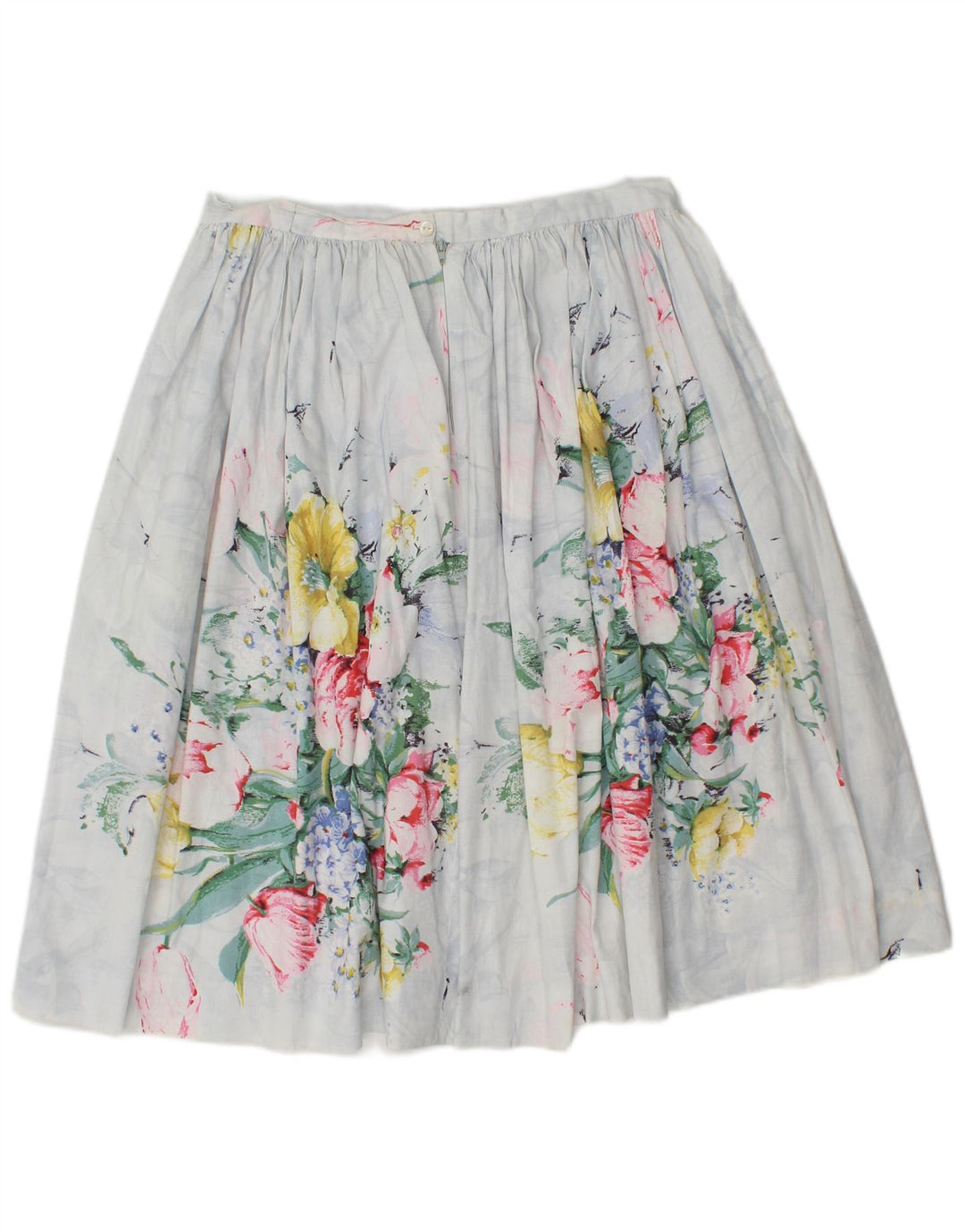 Gonna a trapezio pieghettata da donna vintage W30 floreale bianco medio