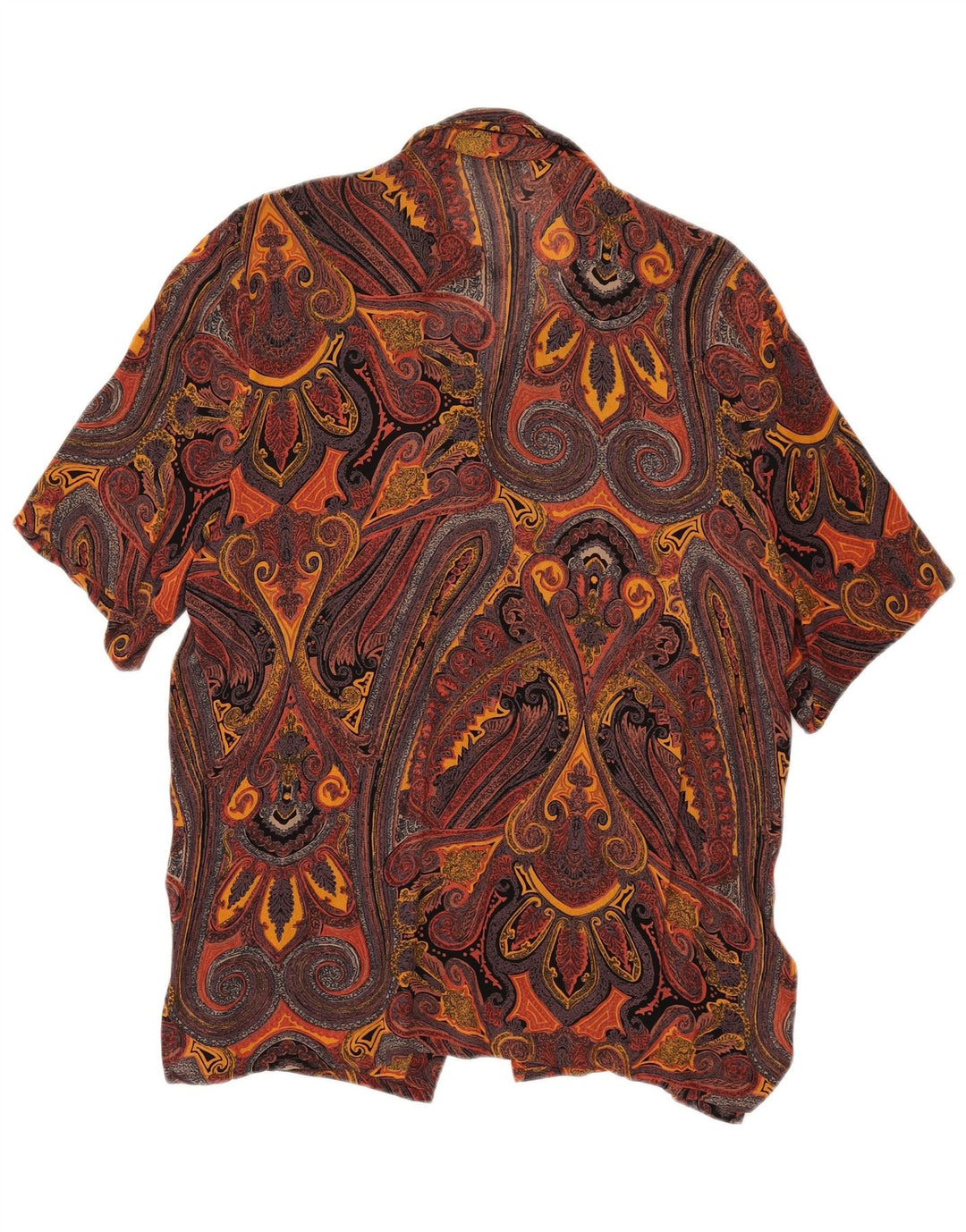 Camicetta camicia a maniche corte da donna VINTAGE UK 16 Grande Paisley multicolore