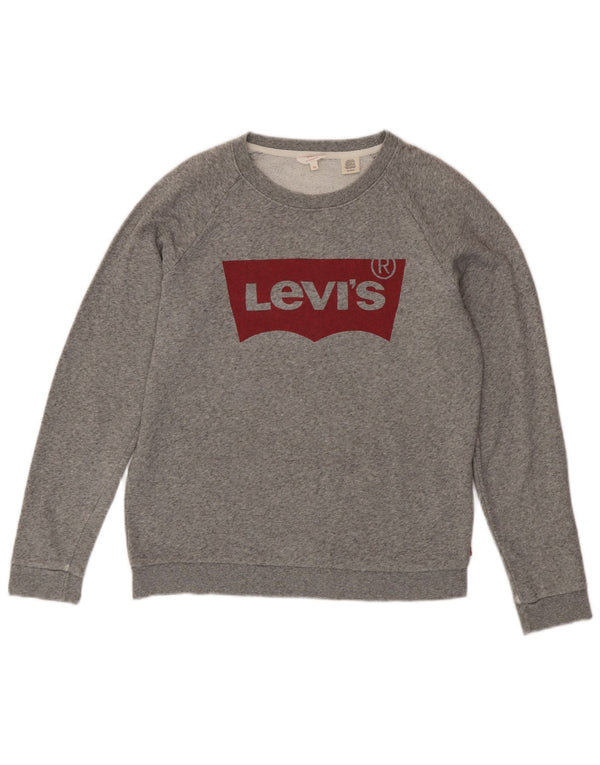 Felpa oversize con grafica da donna Levi's UK 6 XS grigio chiazzato