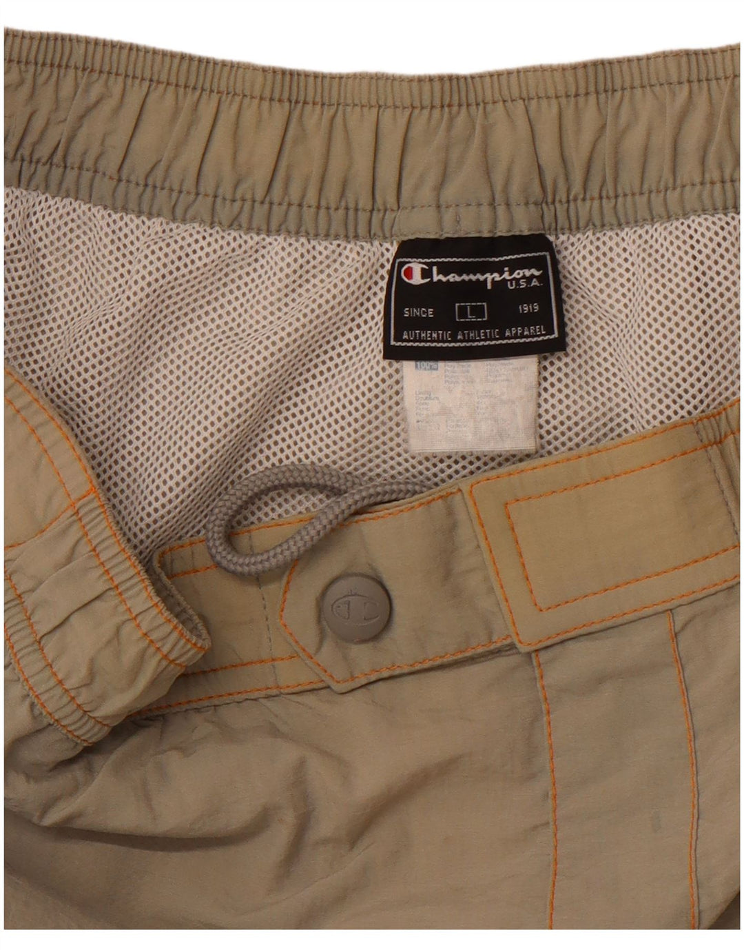 CHAMPION Pantaloncini da bagno con grafica da uomo, grandi, color kaki, in poliammide