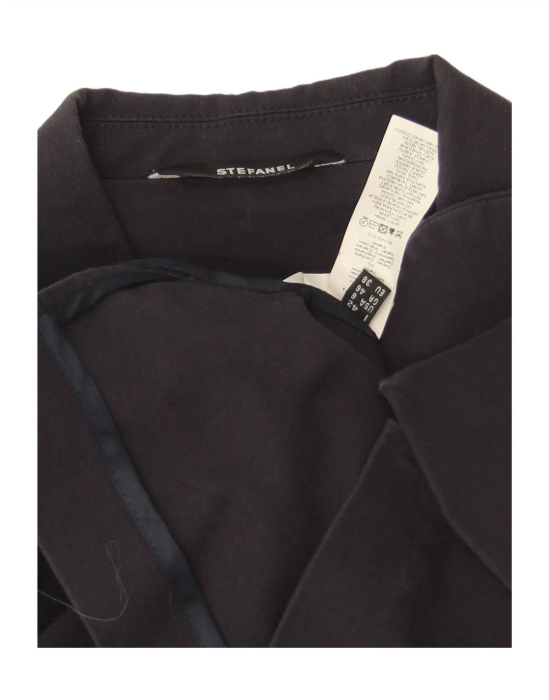 Giacca blazer a 3 bottoni corta da donna Stefanel EU 38 cotone medio blu navy