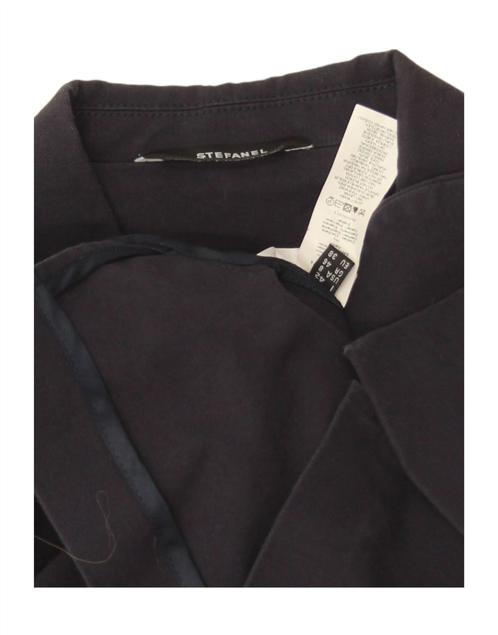 Giacca blazer a 3 bottoni corta da donna Stefanel EU 38 cotone medio blu navy