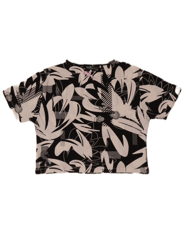 T-shirt corta con grafica Puma per ragazze, modello astratto, 11-12 anni, nera