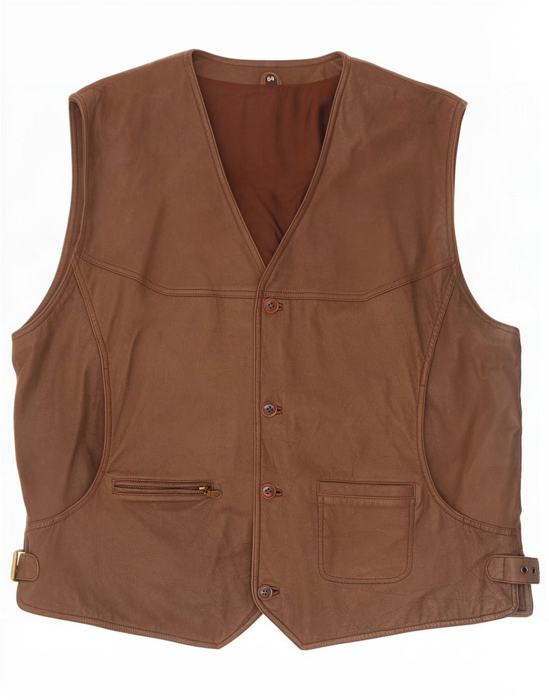 Gilet in pelle da uomo vintage IT 64 5XL Marrone